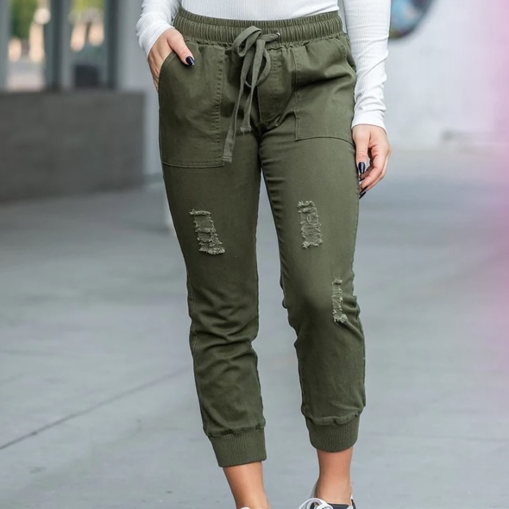 White Birch Distressed Joggers